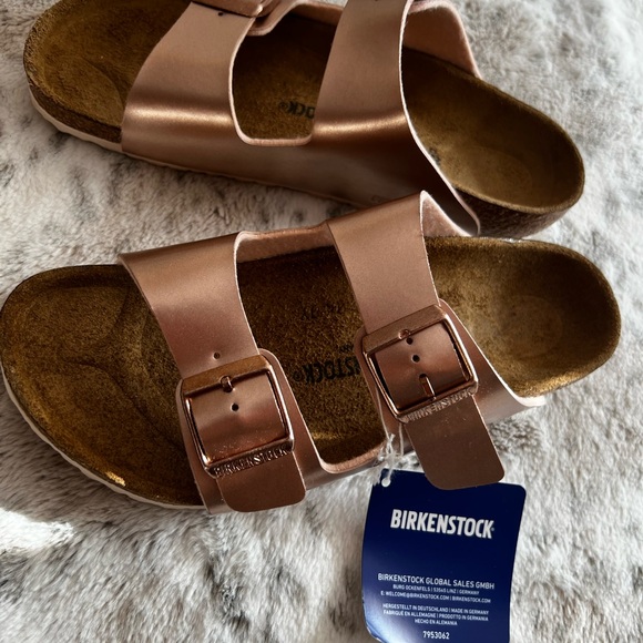 New Birkenstock Metallic Copper/Rose Gold Arizona Big Kids Sandals sz 34 EU/3.5Y - Picture 9 of 12